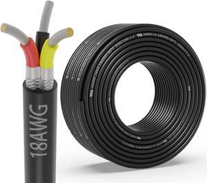 18 Gauge 3 Conductor Shielded Wire 25FT, UL2464 18 AWG CNC 3 Wire Cable Tinned Copper Stranded 18/3 CNC Wire for CNC VFD Spindle, Stepper Motor, 3D Printer, Sound, Speaker, Signal Transmission, etc.