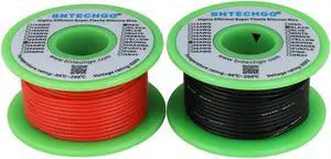 BNTECHGO 24 Gauge Silicone Wire Spool red 50ft and Black 50ft Flexible 24 AWG Stranded Tinned Copper Wire