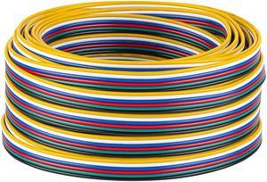 BTF-LIGHTING 6 Conductor 24 Gauge Wire Cord 6Pin 24AWG 32.8ft/10m 6 color Electrical Extension Flexible Cable LED Strip Light Wire Connection for FCOB COB 5050 SMD RGBCCT RGBWW Color Changing LED Tape
