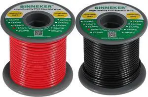 18 Gauge PVC 1007 Solid Electric Wire Red 50 ft and Black 50 ft 18 AWG 1007 Hook Up Wire 300V Solid Tinned Copper Wire