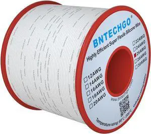 BNTECHGO 26 Gauge Silicone Wire Spool 250 ft White Flexible 26 AWG Stranded Tinned Copper Wire