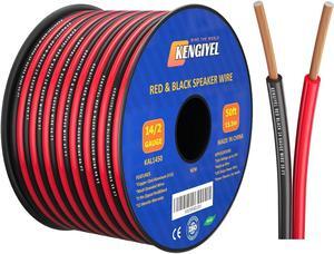 50FT 14 Gauge Speaker Wire 2 Conductors Red Black Cable Hookup LED Lighting Strips Electrical Wire Extension Cord 14/2 Gauge Wire Copper Clad Aluminum 12V/24V DC Cable Flexible Extension Cord