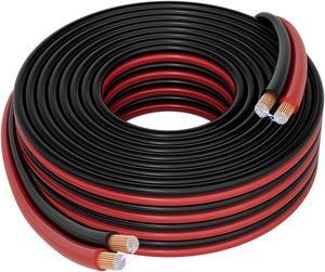12/2 Gauge 50 FT Red Black Hookup Electrical Wire Cable LED Strips Extension Cord 12V/24V DC, 12AWG Flexible Speaker Wire Cable for Car Audio, Home Theater, LED Ribbon Lamp Tape Lighting