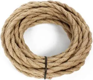 32.8ft Hemp Rope Covered Lamp Twisted Wire,PRUNLLA Vintage 18/2 Industrial Electrical Lamp Cord,18-Gauge Antique Style for Retro Lamp,DIY Projects