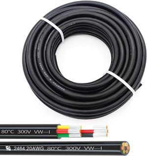 20AWG UL2464 Power Cable Stranded Electrical Wire LED Red & Black & Yellow & White & Green & Orange 6 Conductors 25ft tinned Copper 6Cord