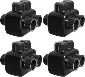 OhLectric Black Insulated Splice Connector with Pre-Filled Oxide Inhibitor Rubber Vinyl Coating, 1/0-14 Wire Range, 3/16 Allen Hex, 2-Port Dual Entry Electrical Power Conductor, 2-Set Screws -4 Pack