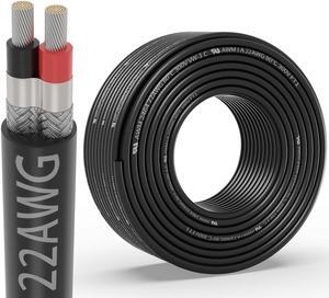 22 Gauge 2 Conductor Shielded Wire 50FT, UL2464 22 AWG CNC 2 Wire Cable Tinned Copper Stranded 22/2 CNC Wire for CNC VFD Spindle, Stepper Motor, 3D Printer, Sound, Speaker, Signal Transmission, etc.
