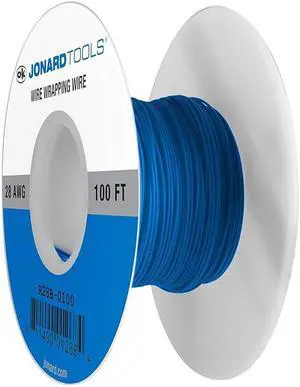 Jonard Tools R28B-0100 Blue Insulated Kynar Copper Wire Roll, 28 AWG, 100 ft Length