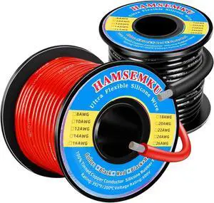 20 AWG Wire Cables-20 Gauge Electrical Wire-Red and Black 150ft Each Spools-20AWG Automotive 12v Hook Up Oxygen Free Stranded Tinned Copper-20ga Wire for Car, RC Battery, Solar