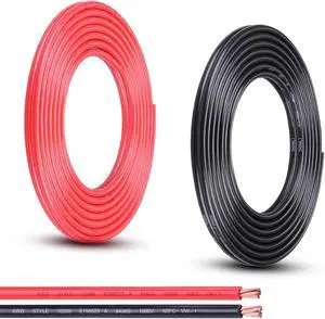 8 Gauge Wire, 20FT Red and Black Stranded Oxygen-Free Copper Wire, Flexible 8AWG Wire for Automotive Boat Marine Solar Panel LED Lights (8AWG, 20FT)