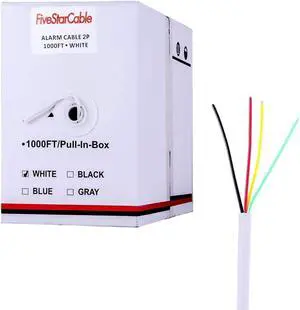 22-4 1000 Ft. 22 AWG 2 Pairs 22/4 Alarm Wire Cable 22 Gauge 4 Conductors for Efficient Power and Signal Transmission White