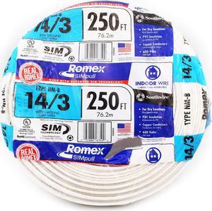 Southwire 63946855 14/3NM-WGX250 Nonmetallic with Ground Sheathed Cable, White