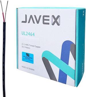 JAVEX AWM UL2464 Electrical Wire (100 FT), 22-Gauge AWG [Tinned Copper] 2 Conductors Power, Lighting, Low Voltage Electrical Wire, Black