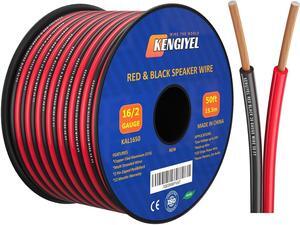 50FT 16 Gauge Speaker Wire 2 Conductors Red Black Cable Hookup LED Lighting Strips Flexible 16 AWG Electrical Cable Copper Clad Aluminum Outdoor Electrical Wire Automotive 12V/24V DC Cable