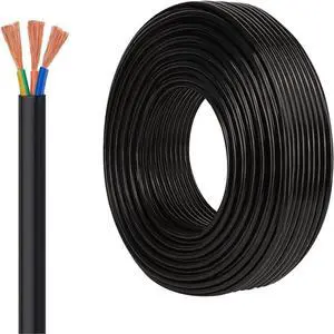18 Gauge Electric Wire 18AWG Extension Cable Wire 16.4ft 3 Conductor Copper Wire with Ground 3 Core Blackwire RVV 0.75mm² Cord (300/500V)