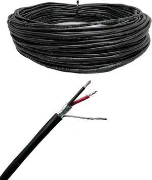 22 AWG 2 Conductor Stranded Shielded Plenum Cable Black CL3P - 1000 Foot Spool