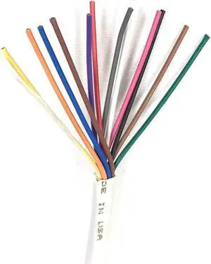22 AWG 12 Conductor Stranded Shielded Plenum Cable CL3P White Jacket for Security/Alarm/Access Control/Sound - 500 Foot Spool