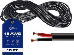 UBL 18/2 Automotive Electrical Wire - 18 AWG Stranded Cable - Flexible Low Voltage LED Cable - Best Choice for Powering High Amperage Sirens or Light Bar (10 Feet)
