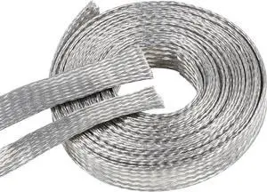 Wire Shielding Braid Ground Strap Tinned Copper Metal Cable Sleeve Mesh Electrical Signal Screening 5/16" ID (1/2 inch - 8ft)