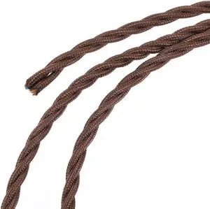 MECCANIXITY Twisted Cloth Covered Wire 3 Core 18AWG 3 Meter/9.8 Feet, Vintage Woven Fabric Electrical Cable for Pendant Light DIY Project, Brown