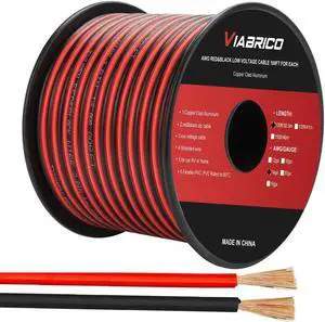 14AWG 100FT Electrical Wire Cable 2 Conductors Red Black Cable Hookup LED Lighting Strips Flexible Wire Extension Cord 14 Gauge Copper Clad Aluminum Copper Wire 12V/24V DC Cable