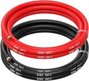MMOBIEL 8 AWG - 10mm² Battery Electrical Cable Red and Black 1.5 m / 5 ft Silicone Wire 1650 Strands Tinned Copper Wires for RC Aircraft, Trucks, Auto, Battery Clamp Cable