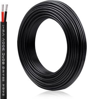 22 Gauge Electrical Wire 2 Conductor, 100FT 2 Wire Insulated Stranded Low Voltage LED Cable, 22 AWG Tinned Copper Hookup Wire, Flexible Extension Power Cable for Lamp, Landscape Lighting, LED Strip
