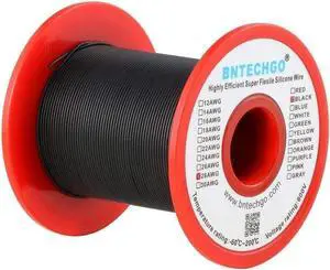 BNTECHGO 28 Gauge Silicone Wire Spool 250 ft Black Flexible 28 AWG Stranded Tinned Copper Wire