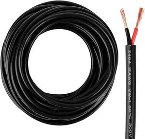 12 Gauge Wire 2 Conductor 12 AWG Electrical Wire Stranded PVC Cord Oxygen-Free Copper Cable 50FT Pure Copper Electrical Wire Cord for LED Lamp Lighting Strips Automotive