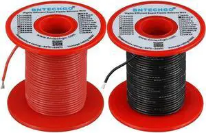 BNTECHGO 24 Gauge Silicone Wire Spool red and Black Each 100ft Flexible 24 AWG Stranded Tinned Copper Wire