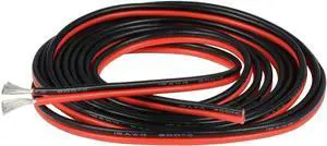 BNTECHGO 16 Gauge Flexible 2 Conductor Parallel Silicone Wire Spool Red Black High Resistant 200 deg C 600V for Single Color LED Strip Extension Cable Cord,Model,10ft Stranded Tinned Copper Wire
