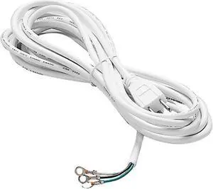 WAC Lighting 120V to 300V Rated 3-Wire SVT Power Cord with Ground Plug-in and Open Splice End to Power Track Systems 15FT in White