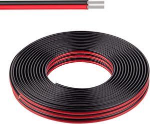 16 Gauge Wire (16 AWG) - 32 Foot 2 Pins Tinned Pure Copper Electrical Wire, 2468 80 300V Hookup Red Black Copper Stranded Auto 2 Cord Flexible Extension Cable for LED Ribbon Lamp Light
