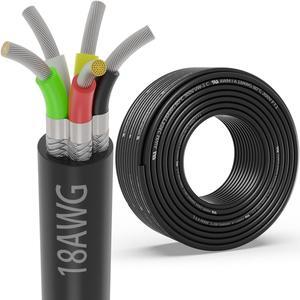 18 Gauge 5 Conductor Shielded Wire 25FT, UL2464 18 AWG CNC 5 Wire Cable Tinned Copper Stranded 18/5 CNC Wire for CNC VFD Spindle, Stepper Motor, 3D Printer, Sound, Speaker, Signal Transmission, etc.