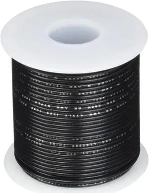 Remington Industries 22UL1007STRBLA UL1007 22 AWG Gauge Stranded Hook-Up Wire, 300V, 0.0253" Diameter, 100' Length, Black