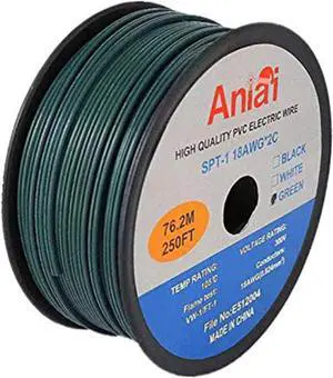 Low Voltage Landscape Wire,250FT SPT-1 Wire 18 Gauge Wire Green UL List 18/2 Electrical Wire,for Light and Lamp Wire