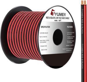 100FT 16 Gauge 2pin 2 Color Red Black Cable Hookup Electrical LED Strips Extension 12V/24V DC 16AWG Flexible Wire Extension Cord for Ribbon Lamp Tape Lighting
