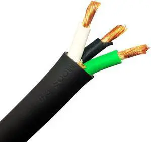 25 Feet 8/3 SOOW Cable Cord Wire - 8 Gauge 8 AWG 3 Conductor 600V Portable Power Extension Cord Cable with Ultra Flexible CPD Insulation Jacket