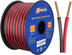 50FT 12/2 Gauge Speaker Wire 2 Conductors Red Black Wire Hookup LED Lighting Strips Wire Extension Cord 12 AWG Cable Copper Clad Aluminum 12V/24V DC Cable Flexible Extension Cord