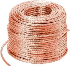 Braided Copper Wire Drain Cable Electric Stranded Round Bare Spiral Flexible Grounding Lead Conductive Conductors 6#