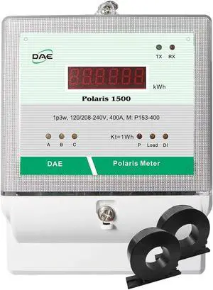 DAE P153-400-S KIT, UL CTEP kWh Smart Submeter 1P3W(2 hot wire 1 neutral) 400A 120/240V 2 CTs RS485