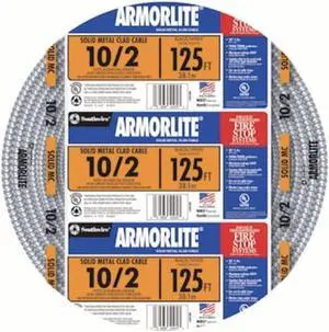 Southwire 10/2 125 ft 30 Amp CU Aluminum Armorlite Metal Clad (Silver),Sliver