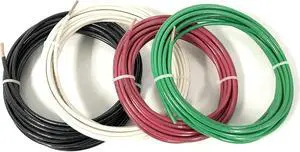 WIRE AND SUPPLY ACDC Wire and Supply 10' EA 6 AWG Gauge - Black White Red + 10 Green Ground Hook Up Building, THHN-6-10-10