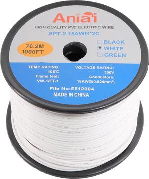 Low Voltage Landscape Wire,UL List 18/2 SPT-2 Electrical Wire,for Light and Lamp Extension Cable (1000FT, White)