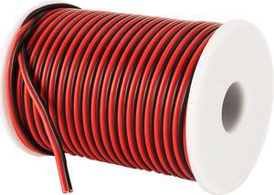 100FT 18 AWG Gauge Electrical Wire Hookup Red Black Copper Stranded Auto 2 Wire Low Voltage 12v DC Wire for Single Color LED Strip Extension Cable Cord Spool