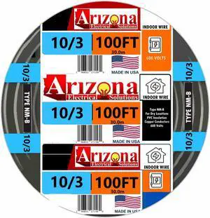 100 FEET 10/3 Type NM-B Copper. #10 AWG, 3 Conductors with Ground. Insulated Jacket Pink