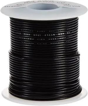 Remington Industries 24UL1007STRBLA UL1007 24 AWG Gauge Stranded Hook-Up Wire, 300V, 0.0201" Diameter, 100' Length, Black