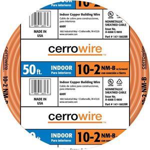 147-1802BR 50-Feet 10/2 NM-B Solid with Ground Wire, Orange