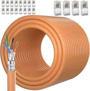 Cat 7 Outdoor Ethernet Cable (SFTP Triple Shielded Internet Cable 500ft | DIY Bulk Cable | x 20 RJ45) High-Speed 10Gbps 600MHz Network Cable, Direct Burial, Waterproof/UV Resistant, for Router/Gaming