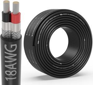 18 Gauge 2 Conductor Shielded Wire 25FT, UL2464 18 AWG CNC 2 Wire Cable Tinned Copper Stranded 18/2 CNC Wire for CNC VFD Spindle, Stepper Motor, 3D Printer, Sound, Speaker, Signal Transmission, etc.